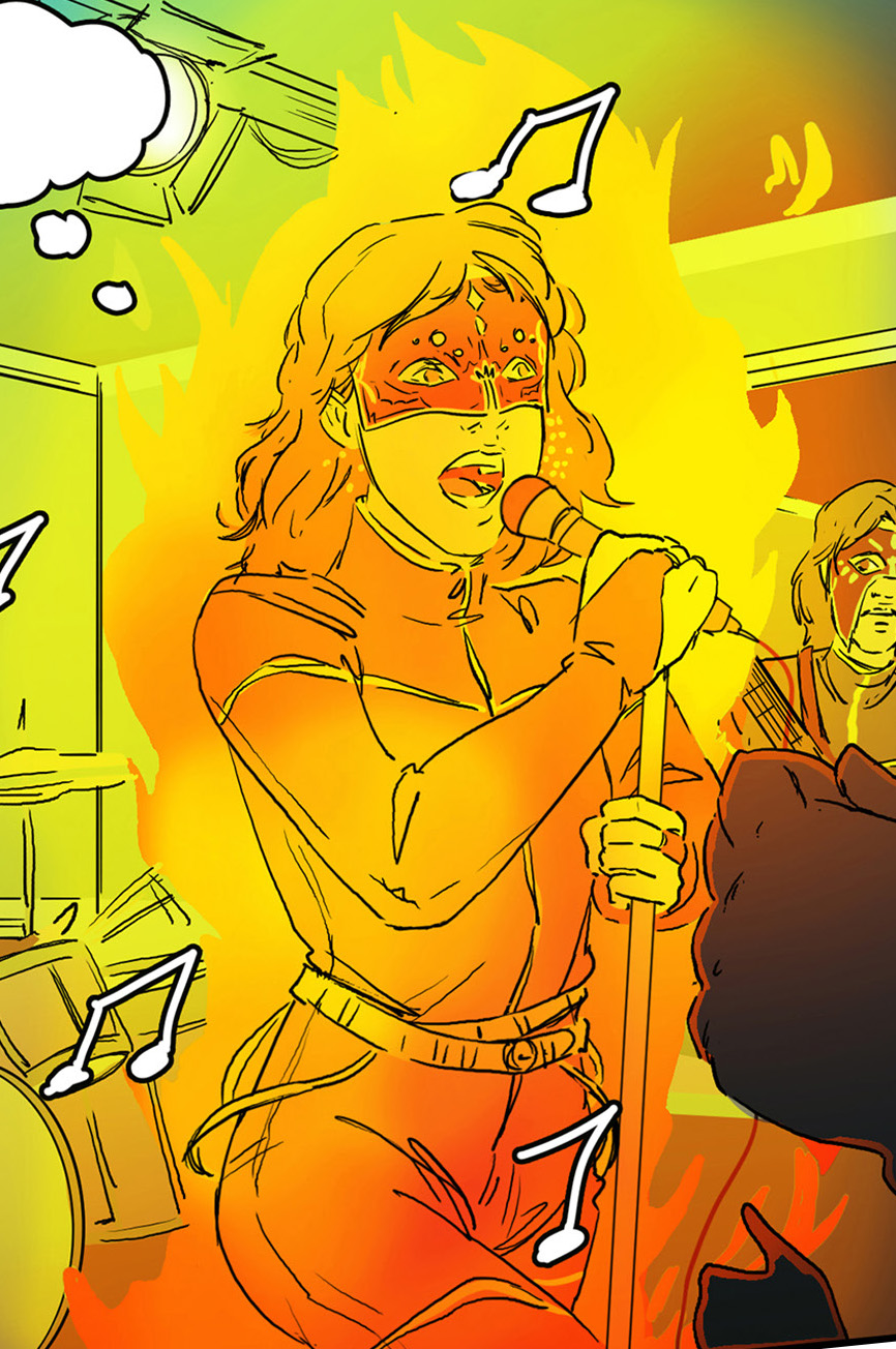 Lenu singing while on fire